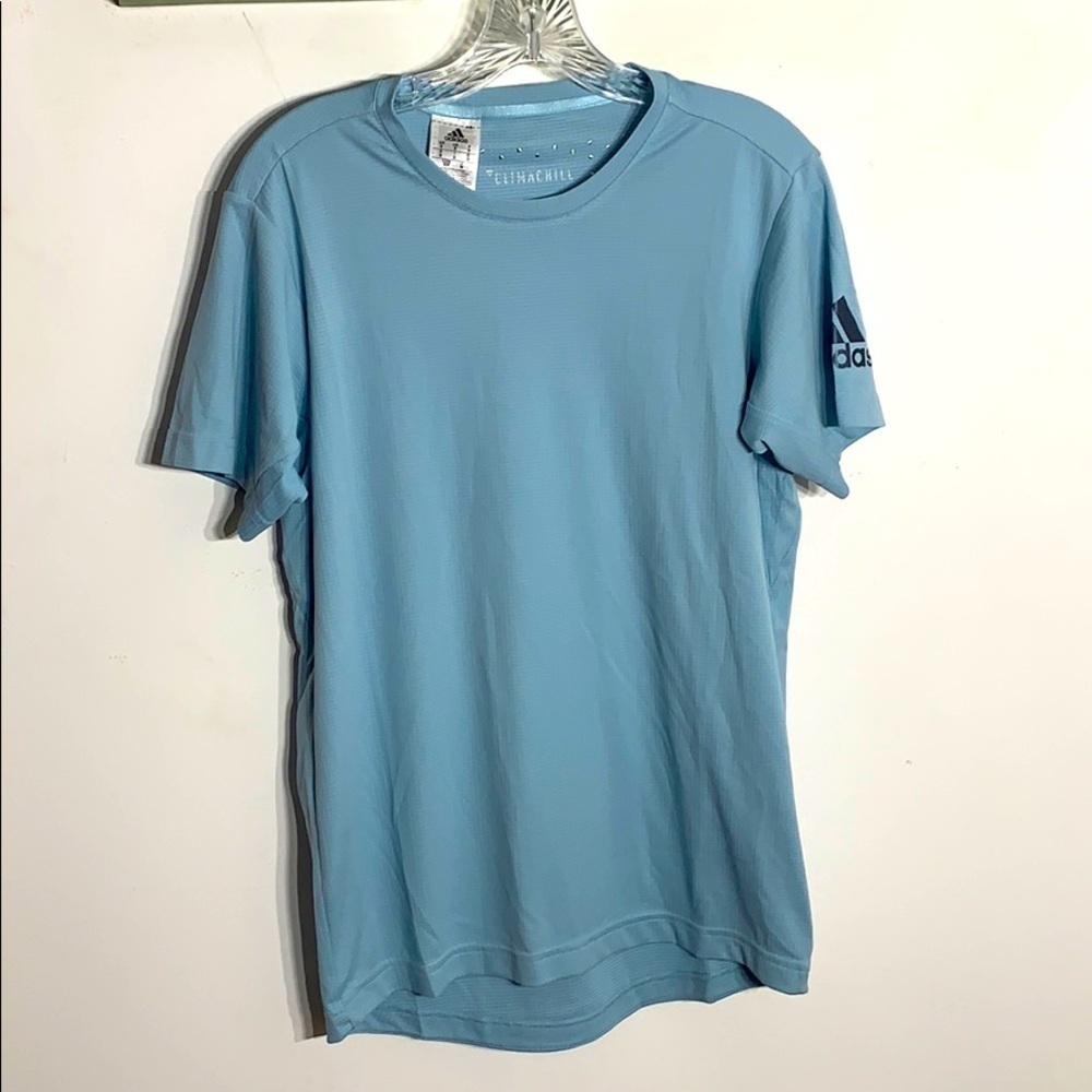 Adidas Climachill pastel blue textured short sleeve shirt